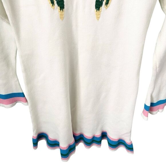 Boho Vibe Parrot Embroidered Mini Sweater Dress in Size Medium - Picture 10 of 14